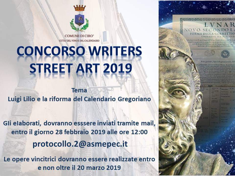 AVVISO PUBBLICO BANDO DI CONCORSO WRITERS -5TREETART 2019